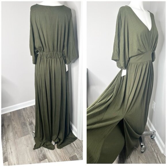Elegant MIA JOY Olive Green Maxi Dress- NWT-LARGE - Picture 6 of 9